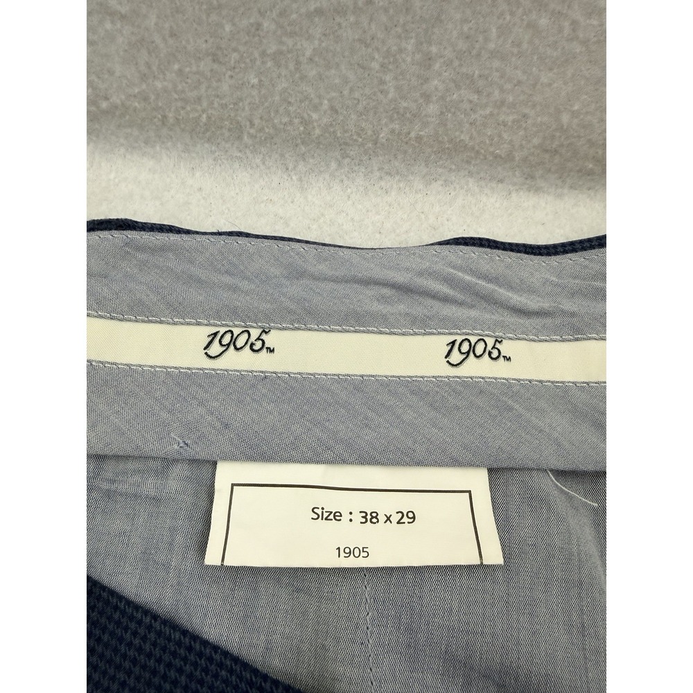 Jos A Bank 38x29 Blue Houndstooth 1905 Stretch Wool Blend Mens Dress Pants - Picture 6 of 10